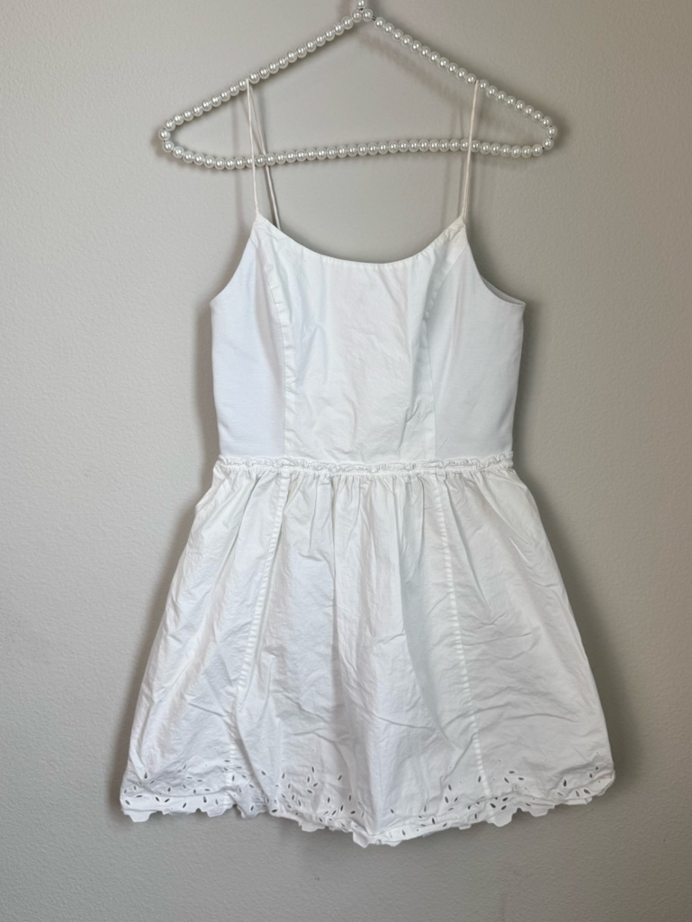 Wilfred White Eyelet Hem Spaghetti Strap Mini Dress